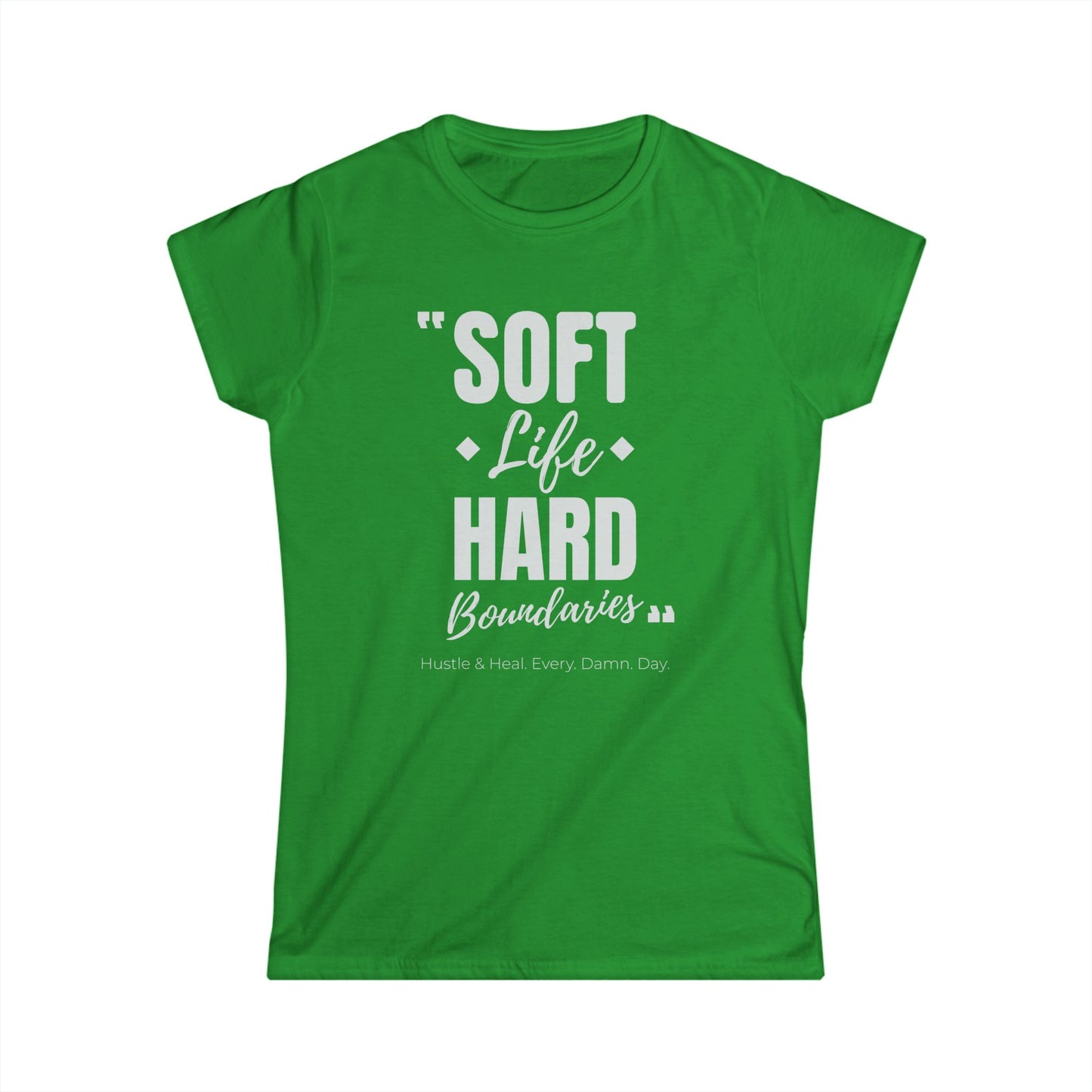 "Soft Life Hard Boundaries" Women's Softstyle Tee, Casual T-Shirt, Motivational Shirt, Gift for Her, Self-Care Apparel, Inspirational Wear