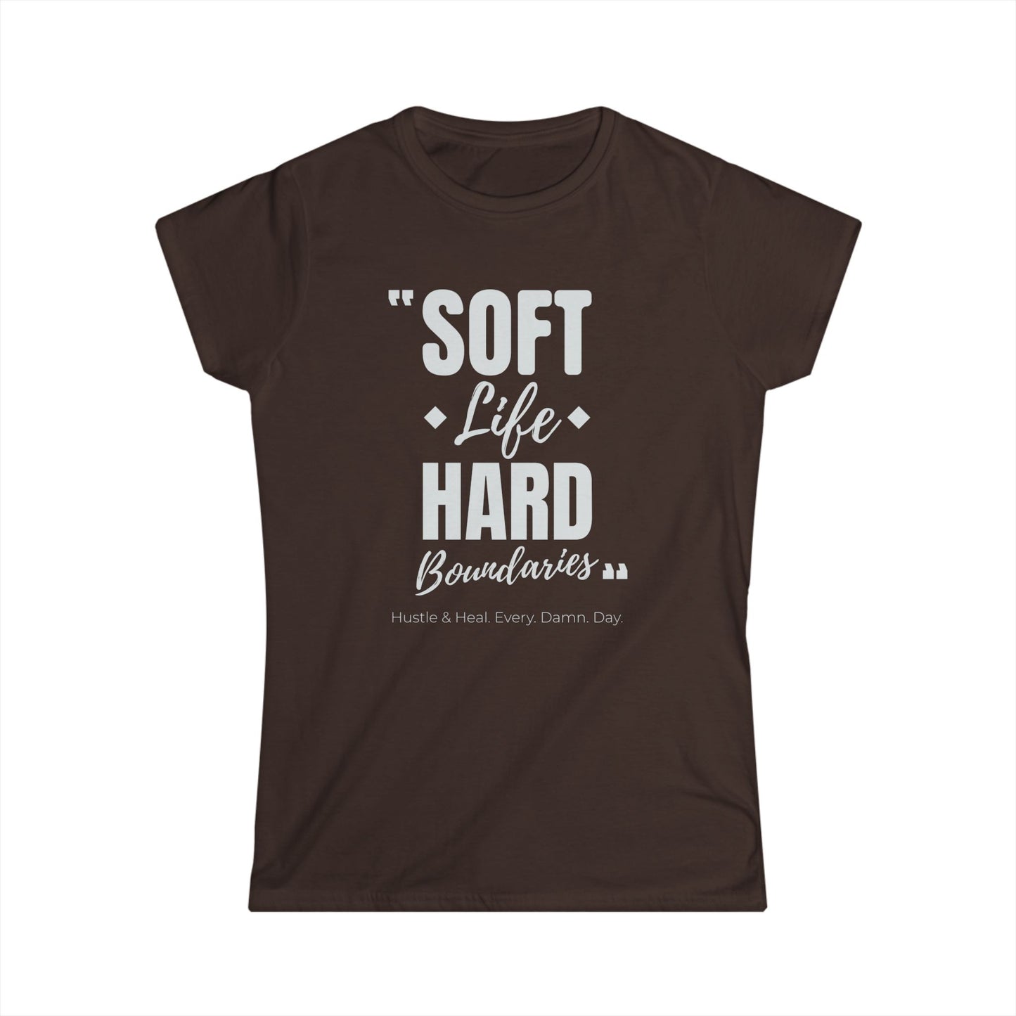 "Soft Life Hard Boundaries" Women's Softstyle Tee, Casual T-Shirt, Motivational Shirt, Gift for Her, Self-Care Apparel, Inspirational Wear