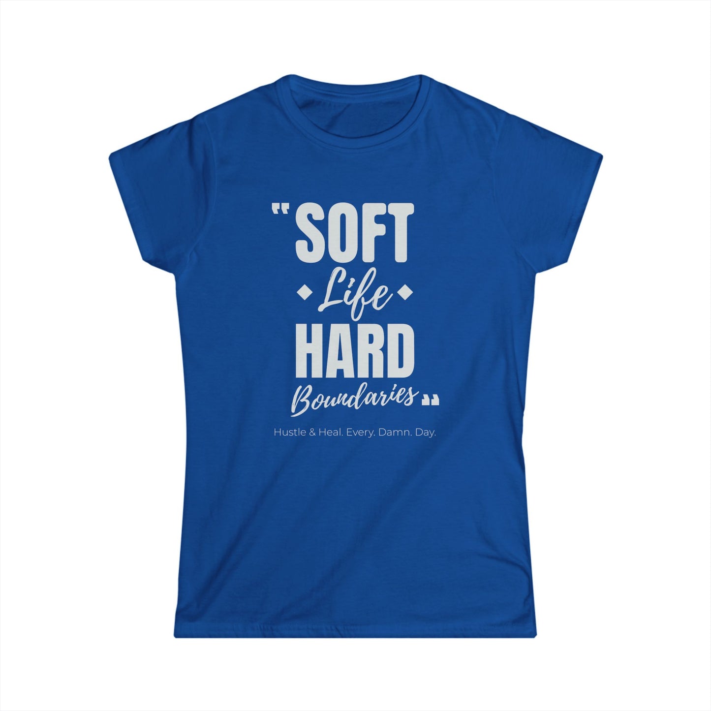 "Soft Life Hard Boundaries" Women's Softstyle Tee, Casual T-Shirt, Motivational Shirt, Gift for Her, Self-Care Apparel, Inspirational Wear