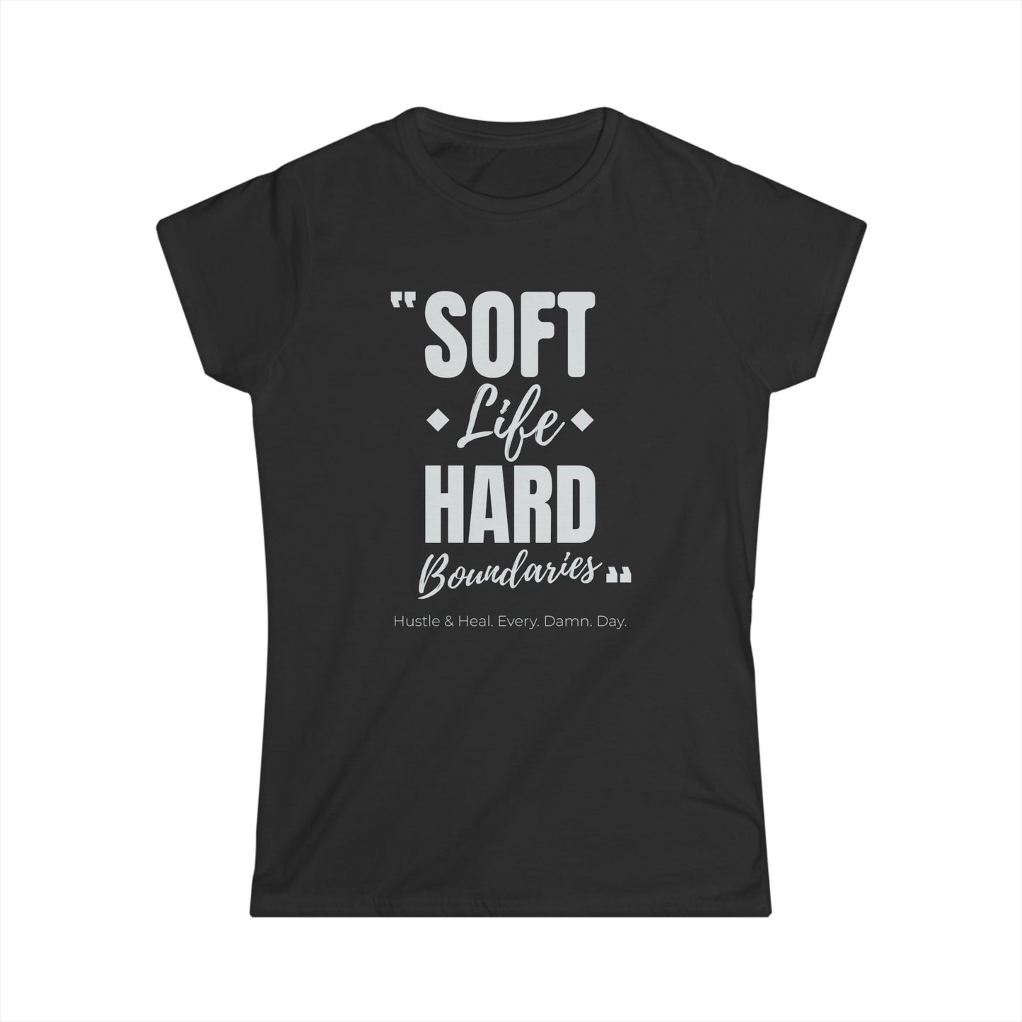 "Soft Life Hard Boundaries" Women's Softstyle Tee, Casual T-Shirt, Motivational Shirt, Gift for Her, Self-Care Apparel, Inspirational Wear